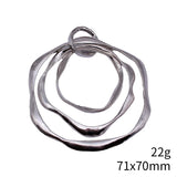 1pcs 71x70mm 2 Colors Antique Silver Color Rhodium Color Three-Layered Irregular Hammered Circle Pendant