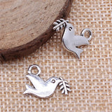 20pcs 13x16mm 2 Colors Antique Bronze Color Antique Silver Color Pigeon Olive Branch Charms For DIY Jewelry Making