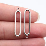 20pcs 33x7.8mm 4 Colors Kc Gold Color Rhodium Color Hollowed-Out Oval Geometric Charms For DIY Jewelry Making