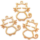 10pcs 5colors Zinc alloy Filigree Stamping Pendants cat Hollow Metal Charms DIY Necklace earrings Jewelry Accessories 28mmx 25mm