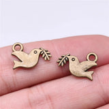 20pcs 13x16mm 2 Colors Antique Bronze Color Antique Silver Color Pigeon Olive Branch Charms For DIY Jewelry Making