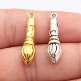 5pcs 30x7.9x7.4mm 2 Colors Antique Silver Color Gold Color Writing Brush Charms For DIY Jewelry Making