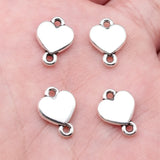 20 conectores de corazón de plata antigua de 9 x 12 mm para hacer joyas hechas a mano.