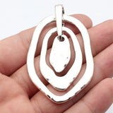 1pcs 68x44mm 2 Colors Rhodium Color Exaggerated Three-Layered Geometric Hollow Hammered Patterns Pendant