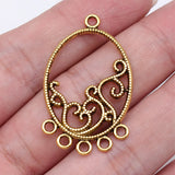 10pcs 37x23mm Antique Gold Color Geometric Flower Earring Connector For DIY Jewelry Making Handmade Jewelry Findings