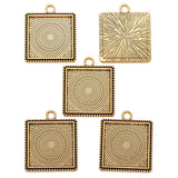 5pcs 6Color square Necklace Charm DIY Setting Cabochon Cameo Base Tray Bezel Blank Fit 25mm Cabochons Jewelry Making 36*31mm C47