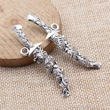 4pcs 62x17mm Antique Silver Color Dragon Pattern Sword Charms For DIY Jewelry Making