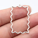 10pcs 42x27mm 4 Colors Hollowed-Out Wave Pattern Rectangular Frame Pendant For DIY Jewelry Making