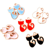 25pcs Dripping Oil CartoonJumping Kitten Alloy Jewelry Accessories DIY Handmade Accessories Rubber Band Earrings Pendants