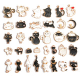 10pcs 17 styles animal Enamel Alloy cat Charm Earring Pendant DIY Keychain Necklace Jewelry Accessories W478