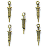 20pcs 5 Colors Doctor Nurse Syringe Charms for Key Buckle Pendants Antique Jewelry Making DIY Handmade Craft 5x24mm J499