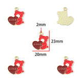 10-Piece Red Valentine's Day Enamel Charm Bracelet, Earrings, Metal Keychain Pendant Jewelry Accessories Set W577