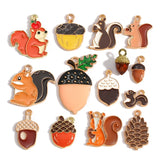 5PCS Enamel Squirrel Pinecone Charms Alloy Animal for Earrings Bracelet necklaces Pendants DIY Jewelry Making accessories W420
