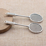 2pcs 82x26x5mm 4 Colors Rhodium Color Badminton Racket Charm