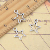 30 Uds. De dijes huecos con forma de estrella, 14x12mm, colgantes de Color plata antigua, fabricación de joyería tibetana hecha a mano DIY
