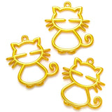 10pcs 5colors Zinc alloy Filigree Stamping Pendants cat Hollow Metal Charms DIY Necklace earrings Jewelry Accessories 28mmx 25mm