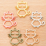 10pcs 5colors Zinc alloy Filigree Stamping Pendants cat Hollow Metal Charms DIY Necklace earrings Jewelry Accessories 28mmx 25mm