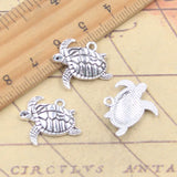 20 piezas dijes tortuga marina océanos tortuga 17x20mm colgantes de Color plata antigua fabricación DIY joyería tibetana hecha a mano