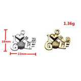 20pcs 22x18mm 2 Colors Antique Silver Color Antique Gold Color I Love Golf Charms For DIY Jewelry Making