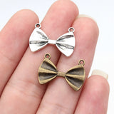20pcs 21x15mm 2 Colors Antique Bronze Color Antique Silver Color Bow Tie Charms For DIY Jewelry Making