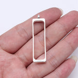 10 piezas de 44 x 12 x 4,6 mm, color plata antigua, marcos geométricos huecos con pegamento, serie rectangular, accesorios para hacer joyas.