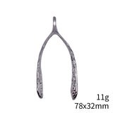 1pcs 78x32mm 2 Colors Antique Bronze Color Antique Silver Color Hammered Wishing Bone Pendant For DIY Jewelry Making