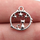 20pcs 18x17mm 5 Colors Hollowed-Out Cat Star Circle Charms For DIY Jewelry Making