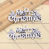 10 Uds. De dijes de Feliz Navidad, colgantes de Color plata tibetana de 16x36mm, fabricación de joyería antigua, artesanía hecha a mano DIY