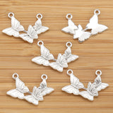 20pcs 7 Colors Double hole butterfly Charms For Bracelets Necklace Pendant DIY Handmade Jewelry Making accessories 18*26mm D2144