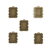 5pcs rectangle Necklace Charm DIY Setting Cabochon Cameo Base Tray Bezel Blank Fit 18*12mm Cabochons Jewelry Making 27*20mm C128
