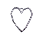 10pcs 35x29mm Rhodium Color Hammer Pattern Hollow Heart Charms For DIY Jewelry Making