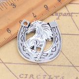 5 uds dijes caballo corcel herradura 29x30mm colgantes de Color plata antigua fabricación DIY joyería tibetana hecha a mano