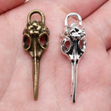 4pcs 41x12mm 2 Colors Antique Bronze Color Antique Silver Color Bird Head Skull Charms For DIY Jewelry Making