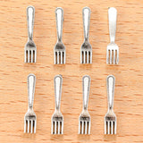 50pcs 4 Colors Mini tableware Spoon fork Dining knife Charms DIY Clothing luggage accessories Jewelry Making 19*5mm J492