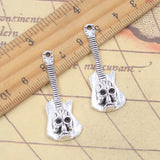 10 Uds. De dijes de esqueleto, calavera de guitarra, 41x15x5mm, colgantes de Color plata antigua, fabricación de joyería tibetana hecha a mano DIY