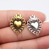 10pcs 29x21mm 2 Colors Antique Silver Color Antique Gold Color Gothic Heart Charms For DIY Jewelry Making