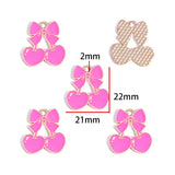 20-Piece Heart-Shaped Pink Valentine's Day Alloy Enamel Pendant DIY Necklace Bracelet Charms Jewelry Making Accessories W627