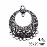 4pcs 36x29mm Antique Silver Color Round Earring Connector Pendant For DIY Jewelry Making Handmade Jewelry Findings