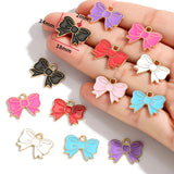 10pcs 18*14mm 7 colors Enamel Alloy bow Charm Earring Pendant DIY Keychain Necklace Jewelry Accessories W471