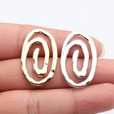 5pcs 37x22mm 2 Colors Antique Silver Color Kc Gold Color Hollow Hammered Swirl Pendant For DIY Jewelry Making