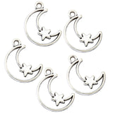 25pcs 5 colors alloy Hollow moon Charm Star Pendant For DIY Necklace Bracelet Earrings Jewelry Crafts Making Accessories