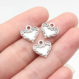20pcs 13x13mm 2 Colors Antique Bronze Color Antique Silver Color Heart Charms For DIY Jewelry Making