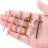 10pcs 7 colors  55*16mm Alloy Antique Knight Sword Charms for Jewelry Making DIY Handmade Weapons Personality Necklace Pendant