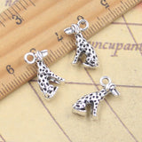20 piezas dijes de perro manchado 17x15x5mm colgantes de Color plata antigua para hacer joyería tibetana hecha a mano DIY