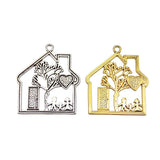 2pcs 59x52mm 2 Colors Antique Silver Color Gold Color Happy Home Charms For DIY Jewelry Making