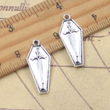 20 piezas dijes ataúd 26x11mm colgantes de Color plata antigua para hacer joyería tibetana hecha a mano DIY