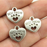 10pcs 14x15mm 2 Colors Antique Bronze Color Antique Silver Color Double Sided Best Friends Paw Heart Charms