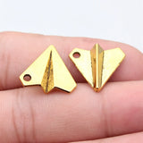 10pcs 18x17mm 2 Colors Antique Silver Color Antique Gold Color Paper Airplane Charms For DIY Jewelry Making