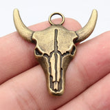 5pcs 42x38mm 2 Colors Antique Bronze Color Antique Silver Color Bull Skull Pendant For DIY Jewelry Making