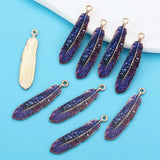 10Pcs Alloy Bohemian Ethnic Style Charms Colorful Enamel Feather For Earrings Pendant DIY Jewelry Craft Alloy Accessorie 9*38mm